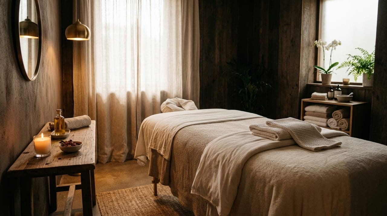 A quiet treatment room with soft light — rest and recovery
