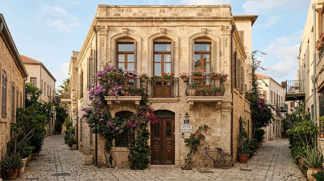 The historic stone house of the Nahum Gutman Museum on Rokach Street